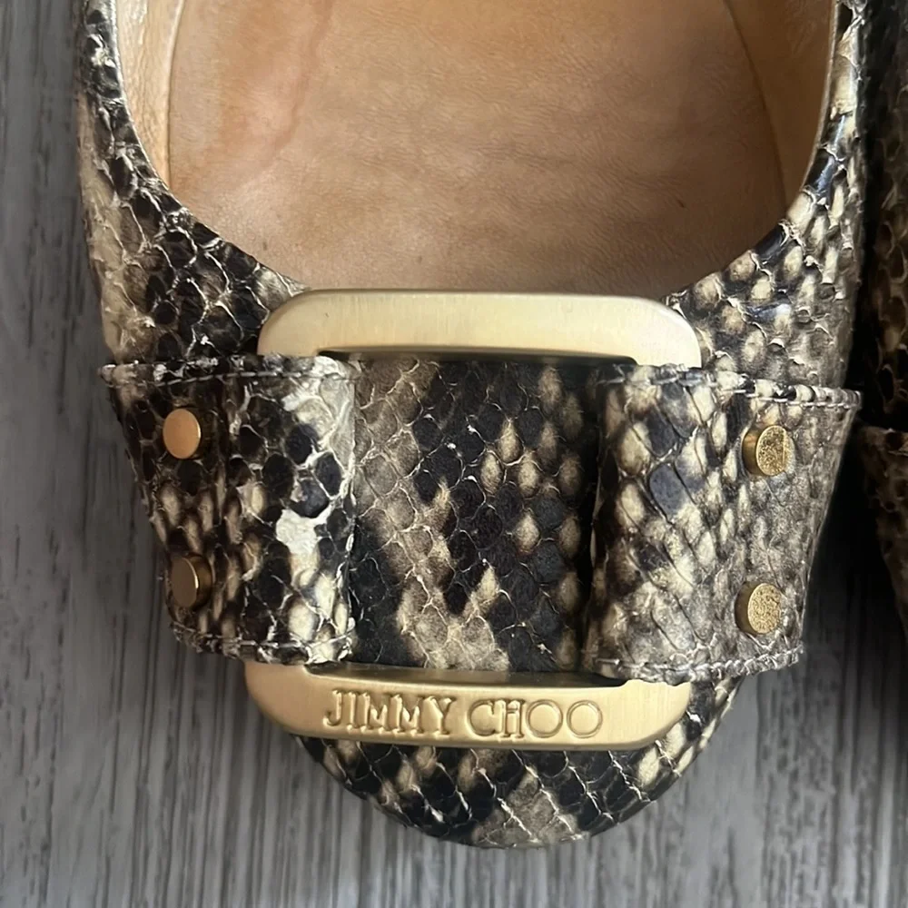 Jimmy Choo Snake Embossed Morse Ballet Flats